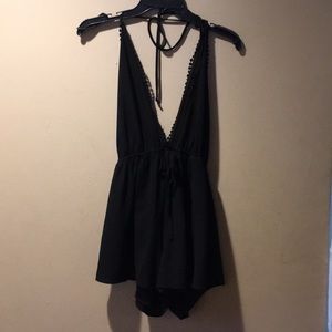 Black backless romper